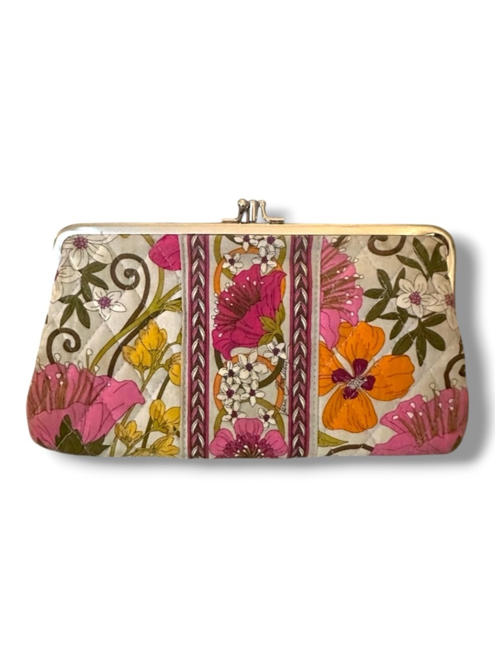 Vera Bradley Double Kiss Lock Tea Garden Floral Clutch Bag Washable Sustainable